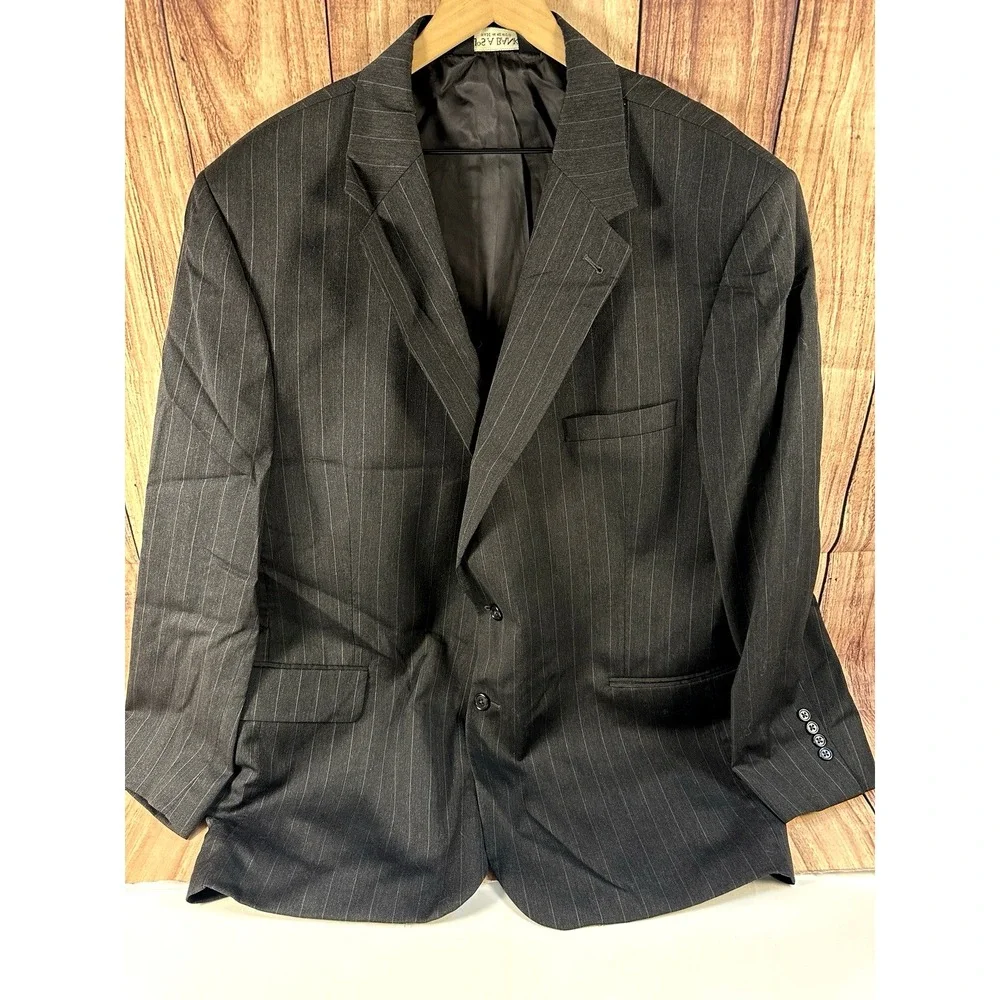 Joseph A Bank Men Blazer 50REG‎ Dark Gray Pinstriped 100% Wool 2 Button Front
